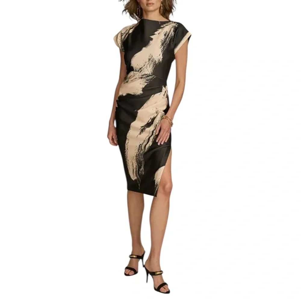 Donna Karen New York Brushstroke Scuba Sheath Dress Size 8 - Picture 2 of 14